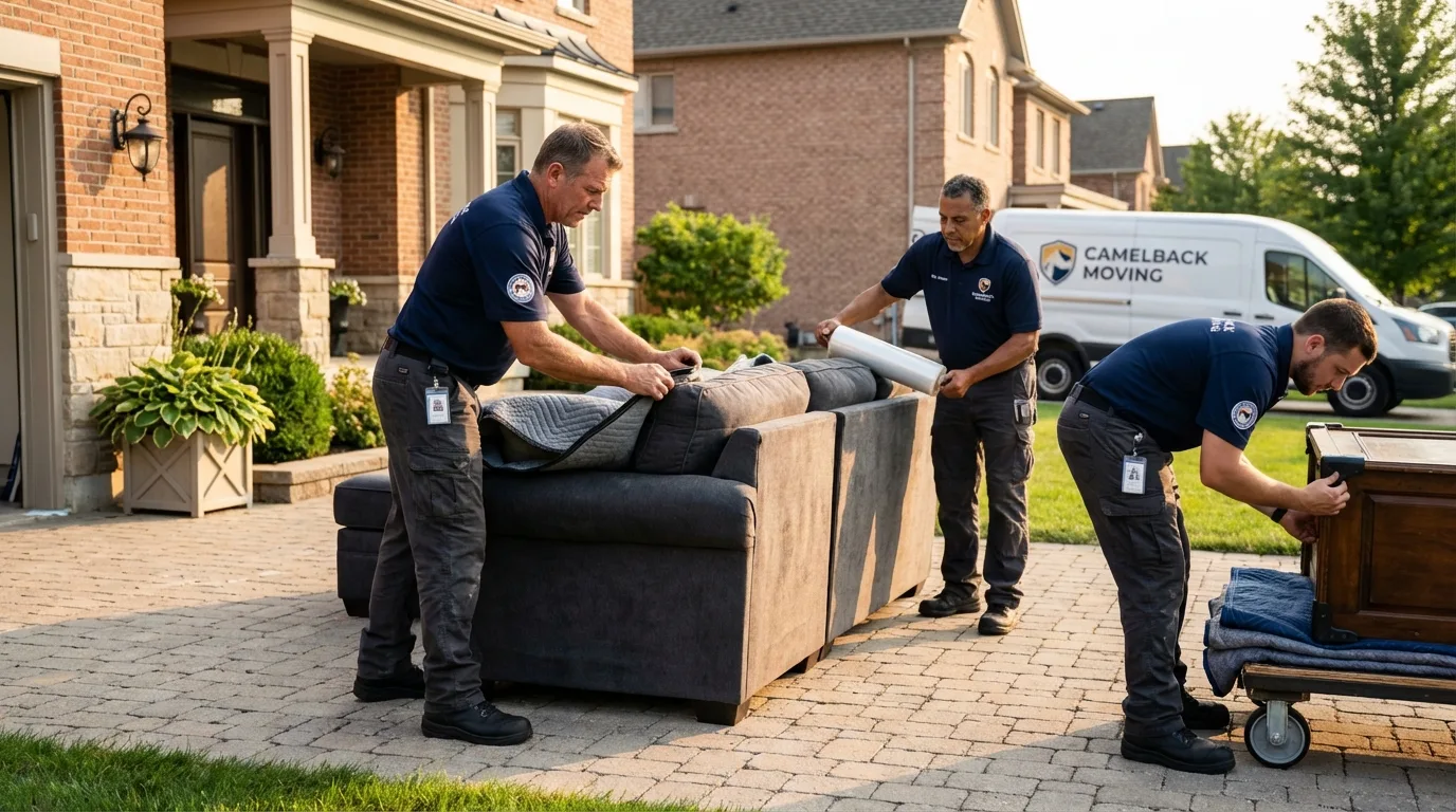 Large estate moving crew wrapping furniture in Shorewood, IL
